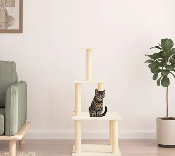 vidaXL Penjalica za mačke sa stupovima za grebanje krem 111 cm - Venlo