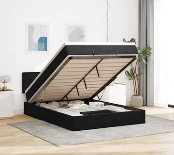 vidaXL Otomanski krevet s madracem crni 140x190cm baršunasti - Venlo