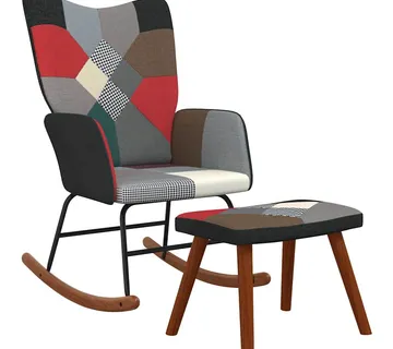 vidaXL Stolica za ljuljanje s osloncem za noge patchwork od tkanine - Venlo