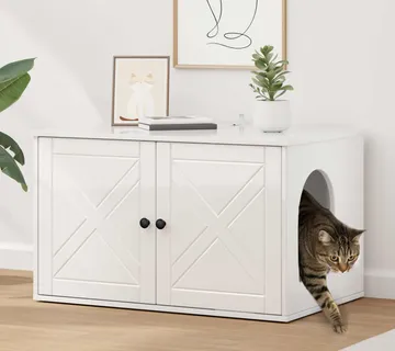vidaXL Mačja Kuća Sjajno bijelo 85 x 55 x 50,5 cm Konstruirano drvo - Venlo