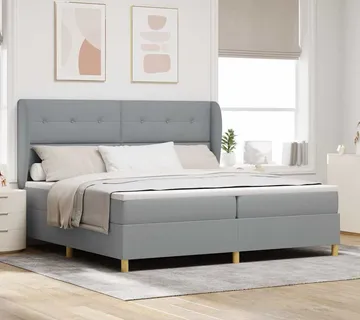 vidaXL Krevet s opruga kutije Svijetlo siva 200 x 200 cm tkanina - Venlo