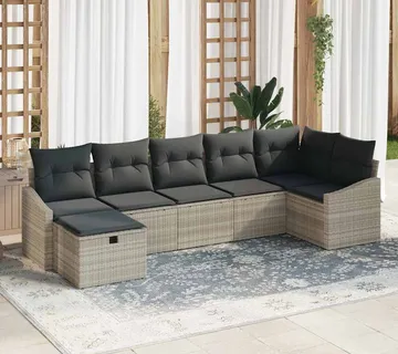 vidaXL Set sofe 7 kom. Svijetlo siva poliratan - Venlo