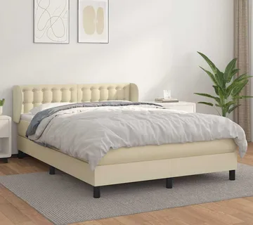 vidaXL Krevet s oprugama i madracem krem 140x200 cm od umjetne kože - Venlo