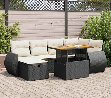 vidaXL 8-dijelni set vrtnih sofa od poliratana s jastucima crni bagrem - Venlo