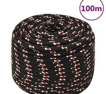 vidaXL Brodski konop crni 12 mm 100 m od polipropilena - Venlo