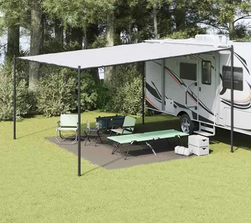 vidaXL Teppi za šator Svijetlo siva 400 × 300 cm Polietilen - Venlo