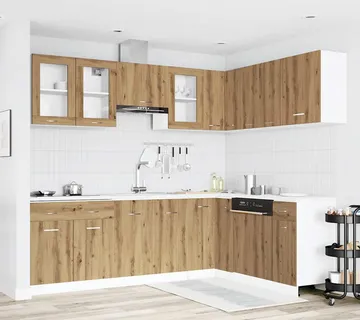 vidaXL 11-dijelni set kuhinjskih ormarića "Lyon" Artisan hrast, inženjersko drvo - Venlo