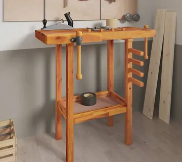 vidaXL Radni stol sa škripcima 92 x 48 x 83 cm masivno drvo bagrema - Venlo