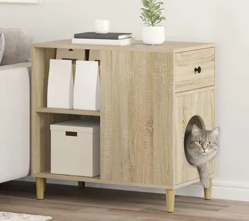 vidaXL Mačja Kuća Sonoma 72 x 42,5 x 70 cm Konstruirano drvo - Venlo