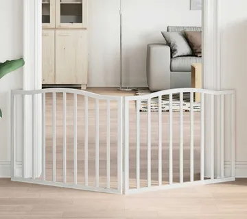 vidaXL Vrata za pse s 2 panela sklopiva bijela 160 cm od drva topole - Venlo