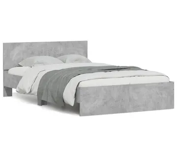 vidaXL Okvir za krevet s uzglavljem i LED siva boja betona 140x190 cm - Venlo