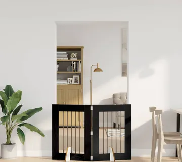 vidaXL Preklopna vrata za pse s postoljem 2 kom. Crni hrast 120,5 cm - Venlo