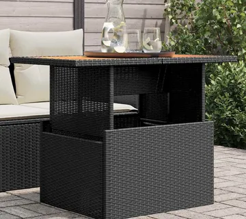 vidaXL Vrtni stol crni 100x55x73 cm od poliratana i bagremovog drva - Venlo