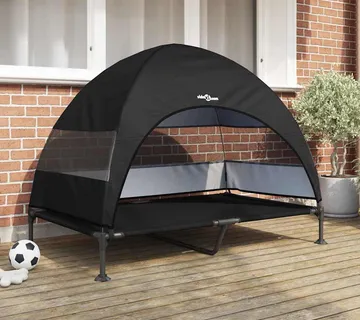 vidaXL Povišeni krevet za pse 127 x 81 x 108 cm Tkanina i čelik Crna - Venlo