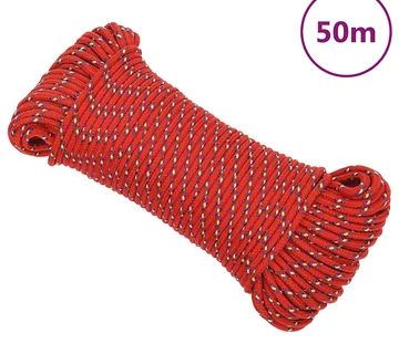 vidaXL Brodski konop crveni 4 mm 50 m od polipropilena - Venlo