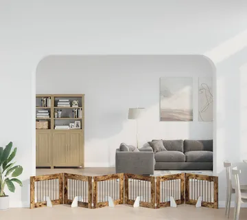 vidaXL Preklopna vrata za pse s postoljem 6 kom. Dimljeni hrast 482 cm - Venlo