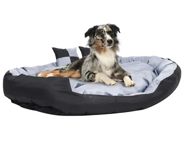 vidaXL Dvostrani perivi jastuk za pse sivo-crni 150 x 120 x 25 cm - Venlo