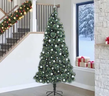 vidaXL Umjetno božićno drvce s lampicama i setom kuglica Zelena 240 cm - Venlo