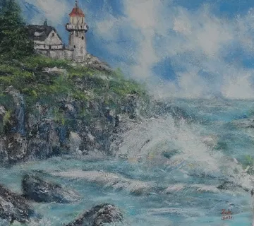 Morski pejzaž s svjetionikom- Ulje na platnu - cover