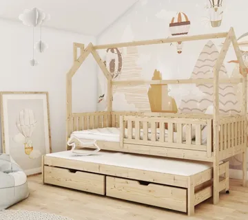 Drveni dječji krevet kućica Monkey s dodatnim krevetom – 180×90 - cover