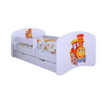 Drveni dječji krevet Happy vesela lokomotiva s ladicom – 200*90 - cover