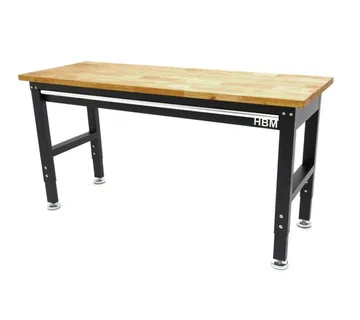 Radni stol podesiv po visini s radnom pločom od punog drva i ladicom - cover