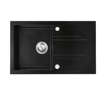 Sudoper pravokutni s rupom granit grafit crni+sifon MEZZO II - cover
