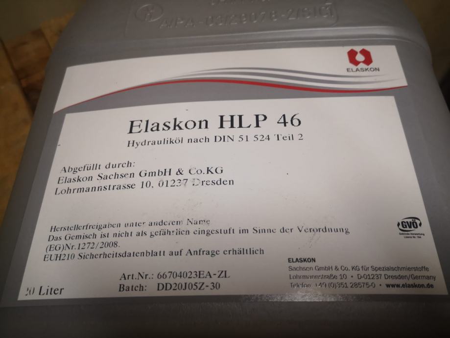 HIDRAULIČNO ULJE ELASKON HIDROL HLP 46 - cover