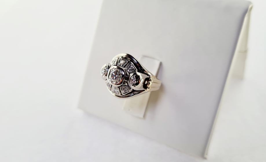 ZLATNI PRSTEN SA DIJAMANTIMA 14K 6,59G 0,45ct **DO 24 RATE** R1! - cover