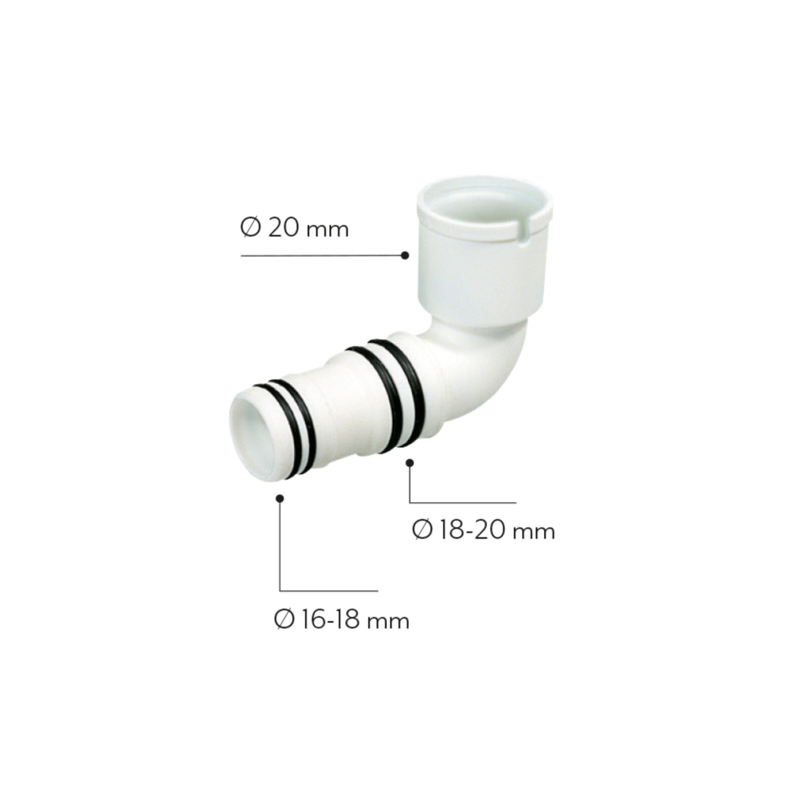 VECAMCO Prijelaz kutni 90* sa fi 20 mm na 18-16mm - cover