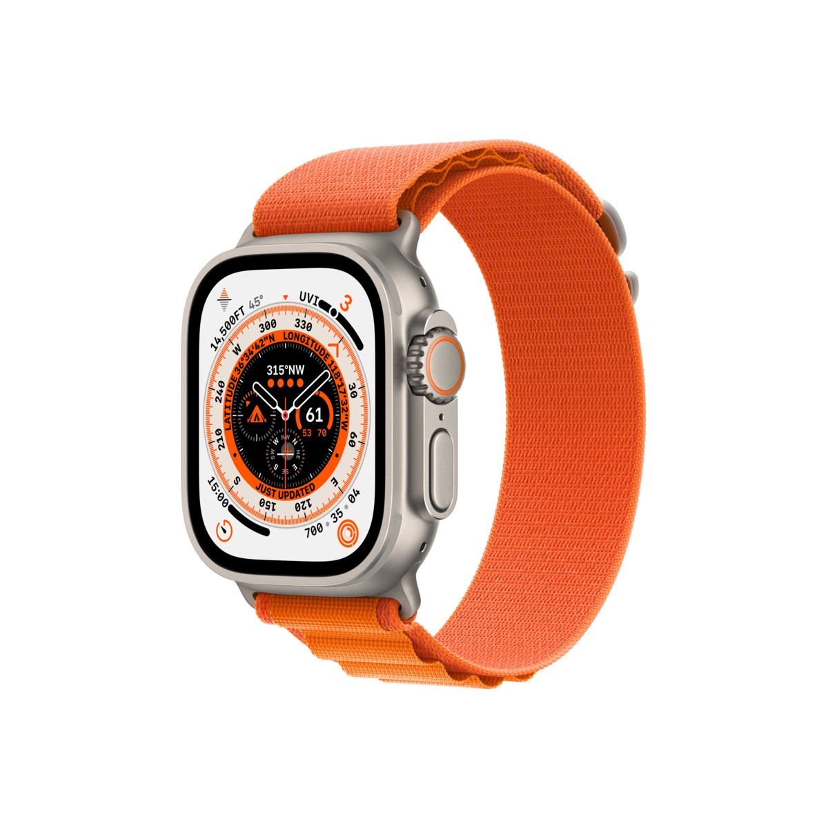Apple Watch Ultra Cellular, 49mm Titanium Case with Orange Alpine Loop, Small - cover