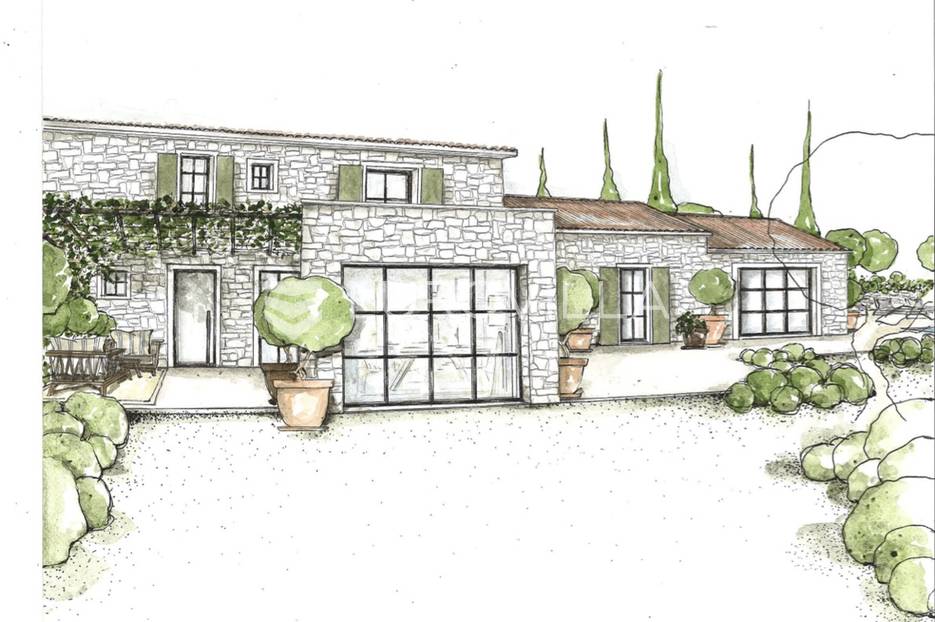 Sv. Lovreč, okolica, kamena kuća s velikom okućnicom i ishodovanom građevisnkom dozvolom - cover