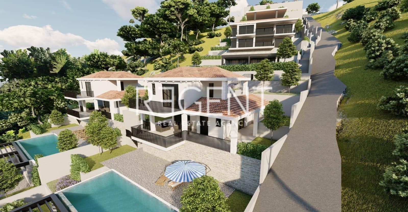 Omiš, Borak – Zemljište s projektom za izgradnju tri luksuzne vile 2460m2 - cover