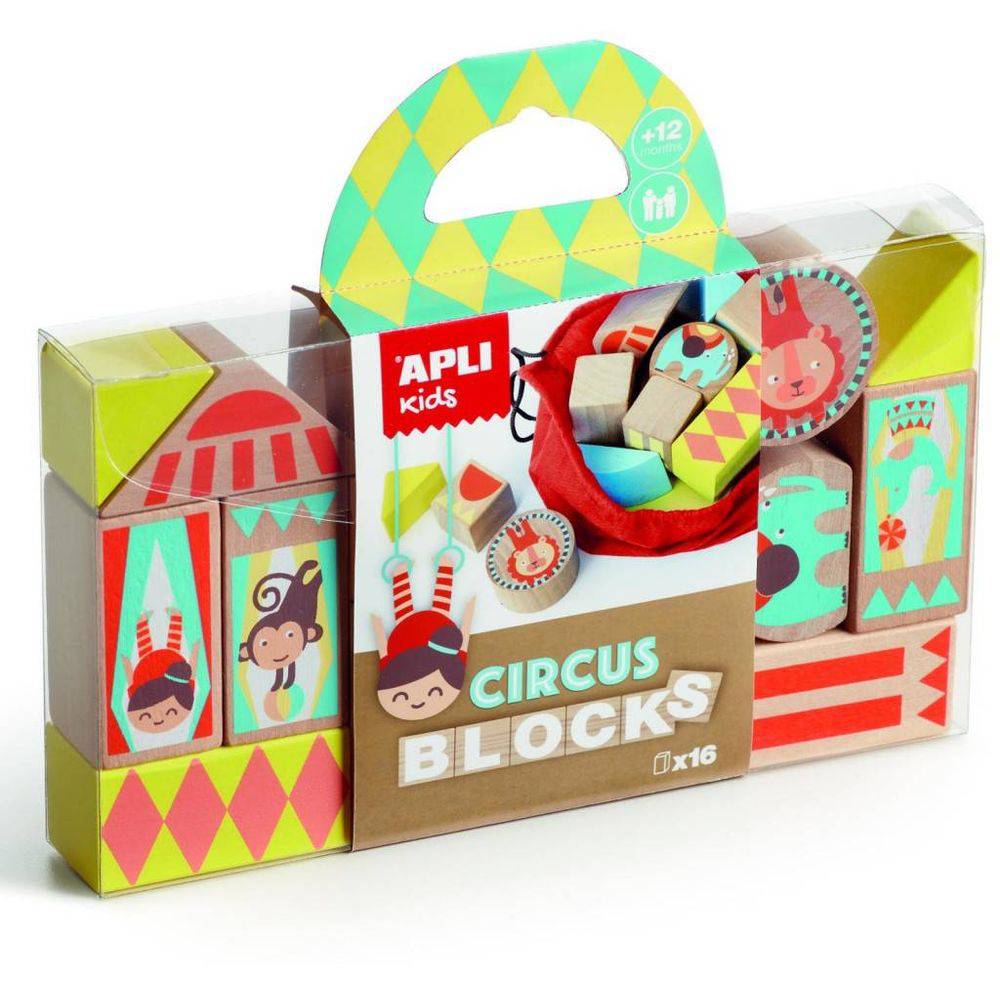 Apli drvene kocke cirkus 16 kom + torbica - cover