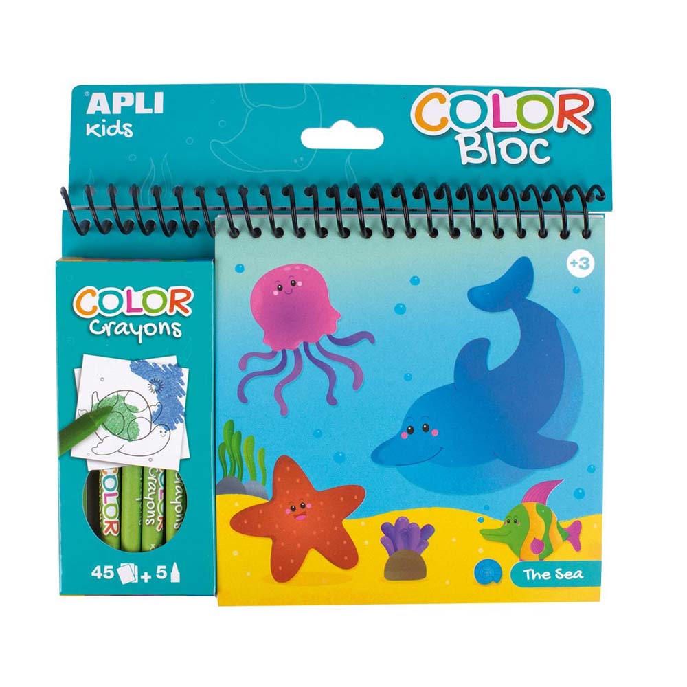 Apli slikovnica za bojanje more 45 stranica + 5 bojica - cover