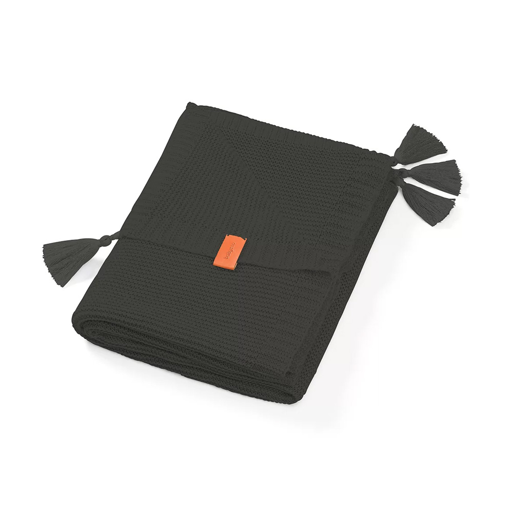 BabyOno Bambus dekica pletena s resicama crna - cover