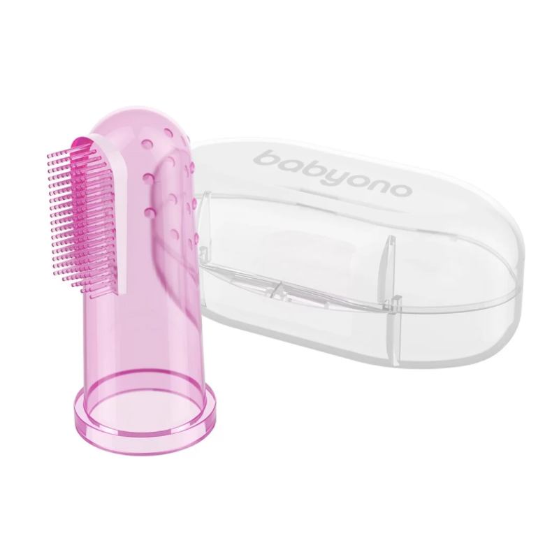 BabyOno Baby četkica za desni na prst, roza - cover