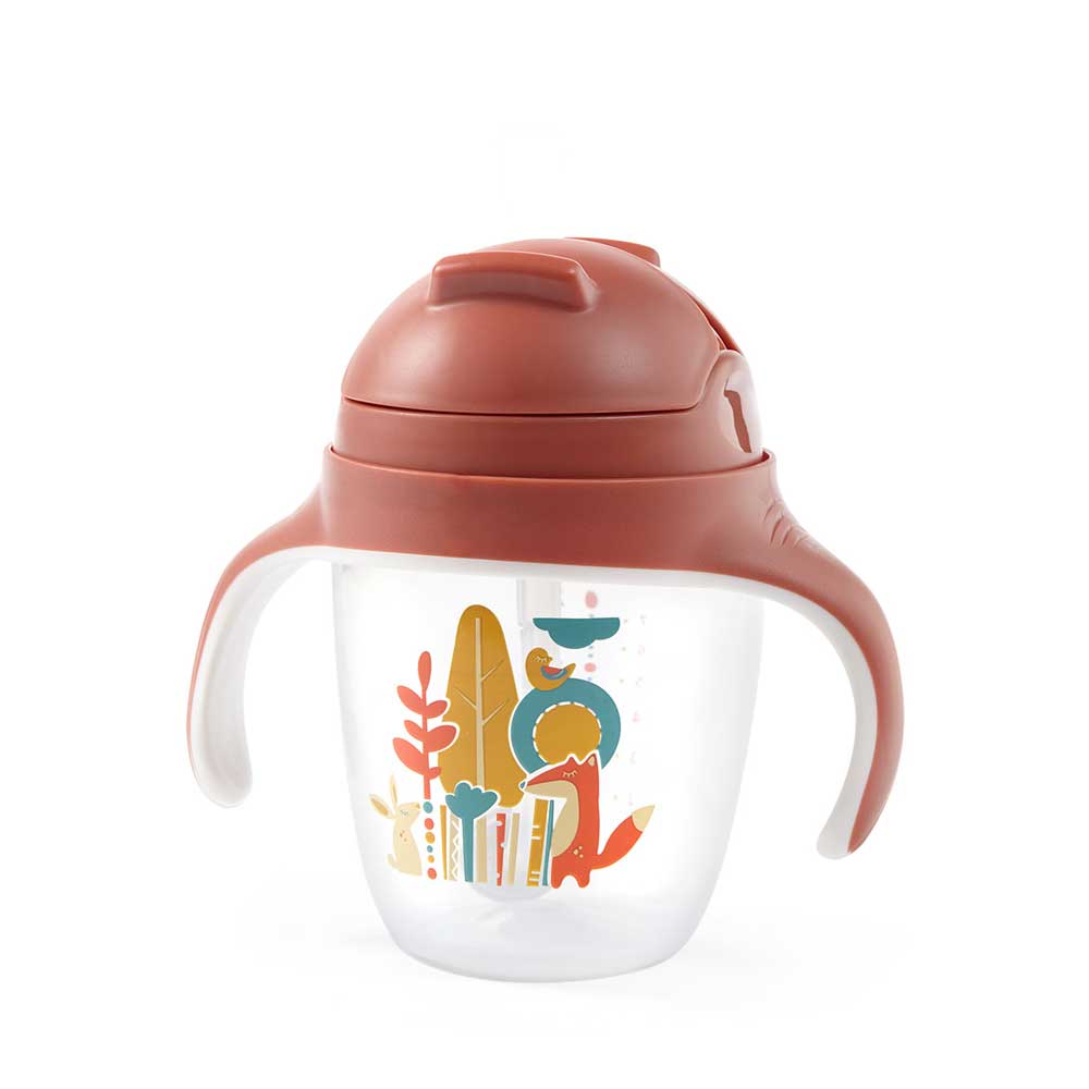 BabyOno Neprolijevajuća čaša sa slamkom, terakota - cover