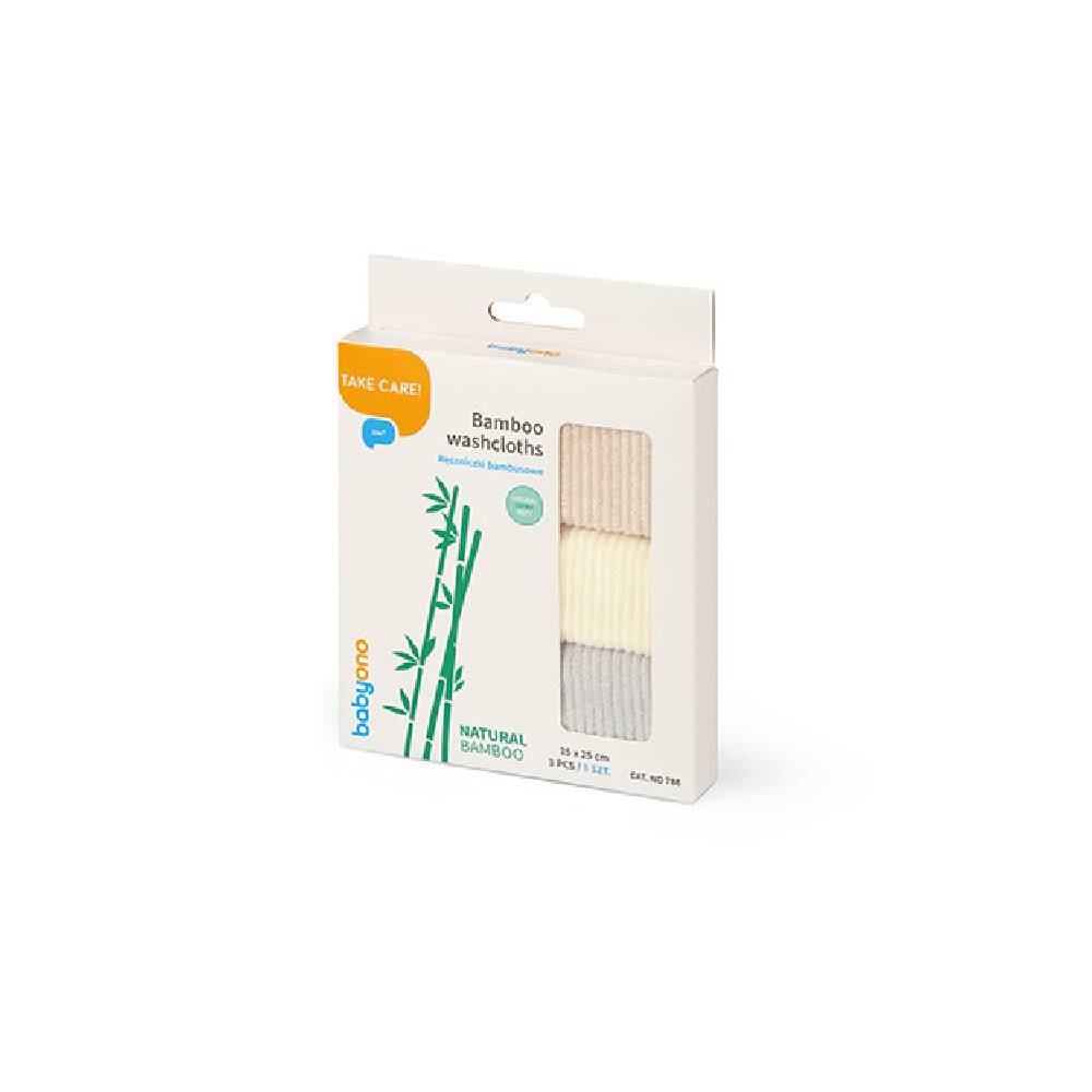 BabyOno Ručnik za pranje bambus, bež 3 kom - cover