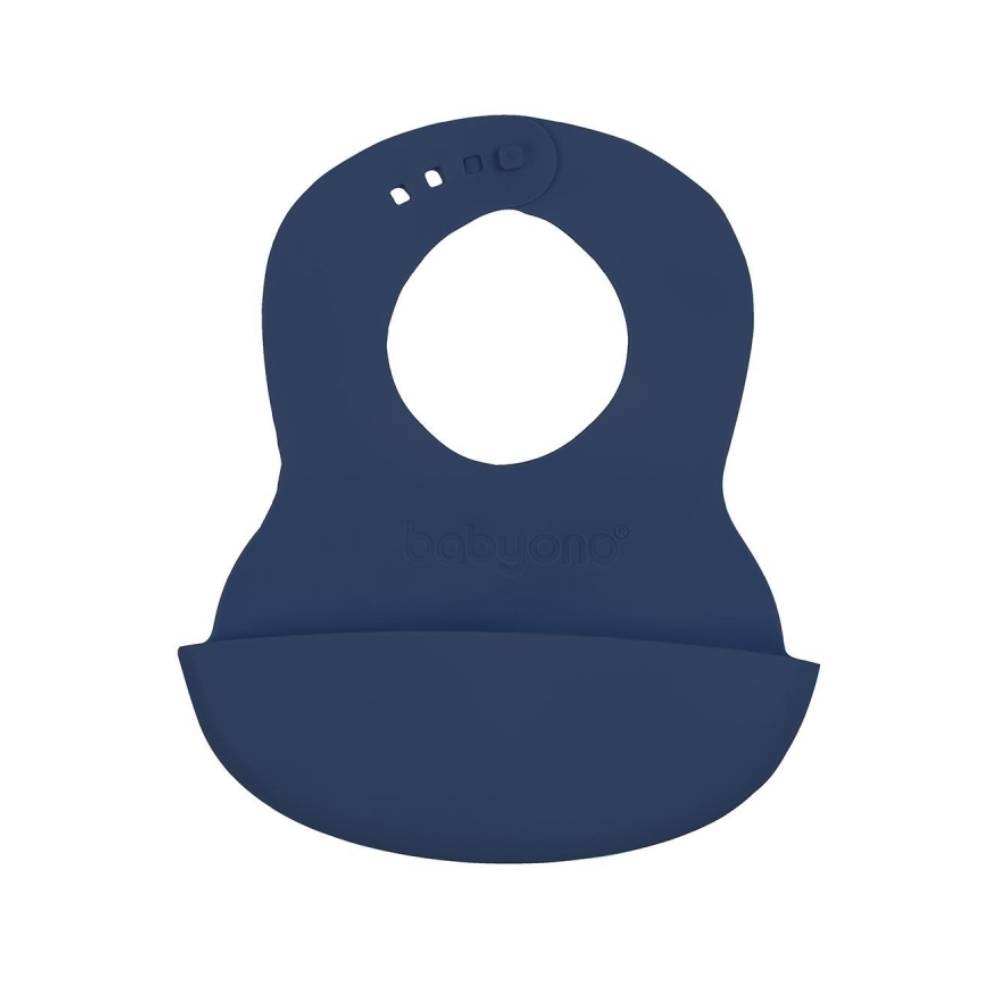 BabyOno Silikonski podbradak 6 m+, tamno plava - cover