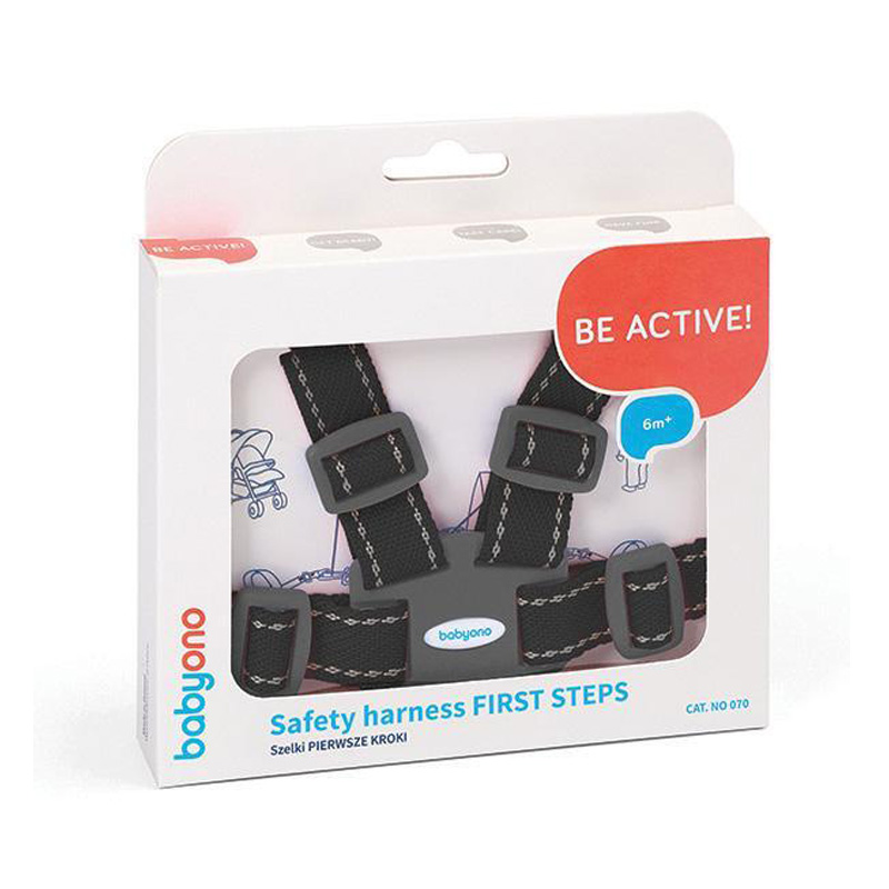 BabyOno Sigurnosni pojas za učenje hodanja crno-siva - cover