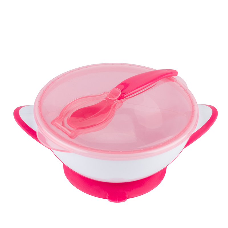BabyOno Posuda za hranjenje + žlica, roza - cover