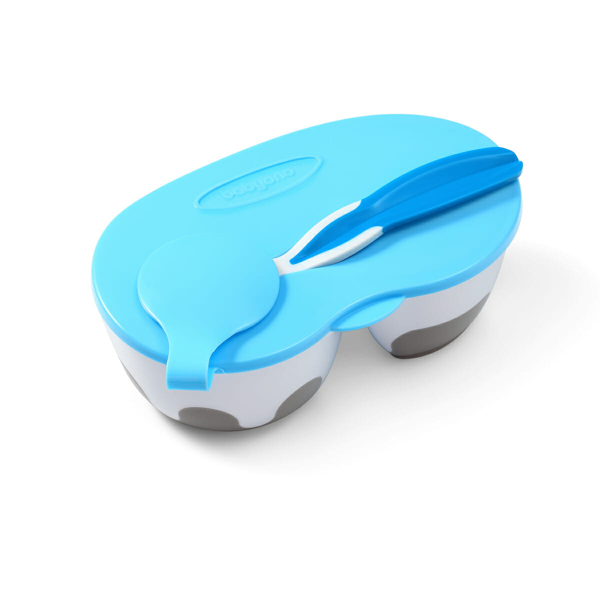 BabyOno Posuda s dva odjeljka i žlicom, plava - cover