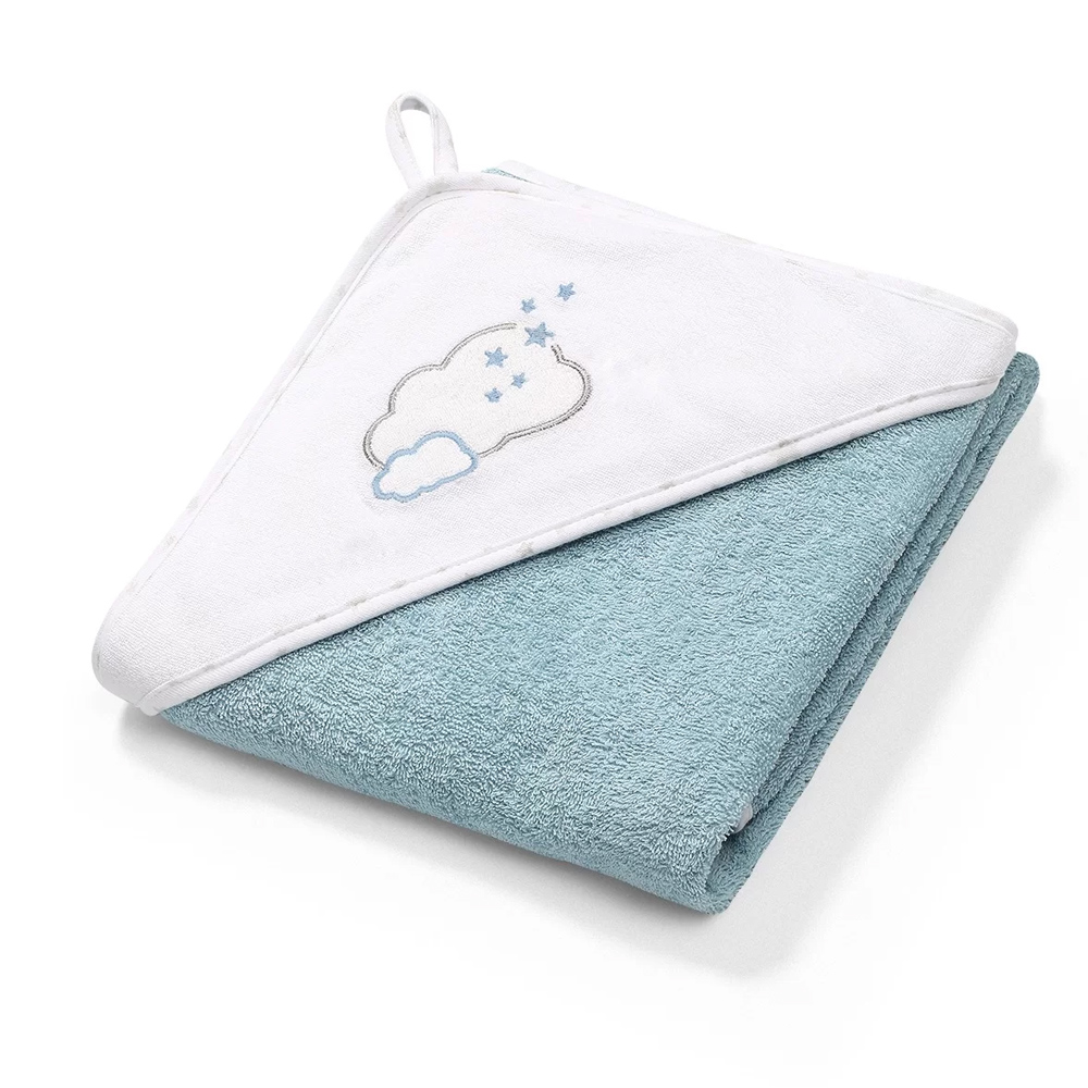 BabyOno Ručnik pamuk 100x100 cm, plavi s oblakom - cover