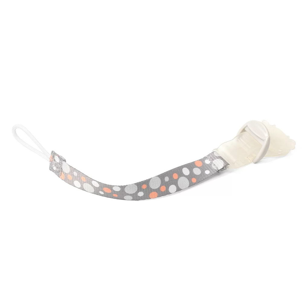 BabyOno privjesak za dudu s kopčom siva s narančastim točkicama - cover