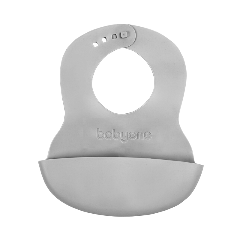 BabyOno Silikonski podbradak 6 m+, siva - cover
