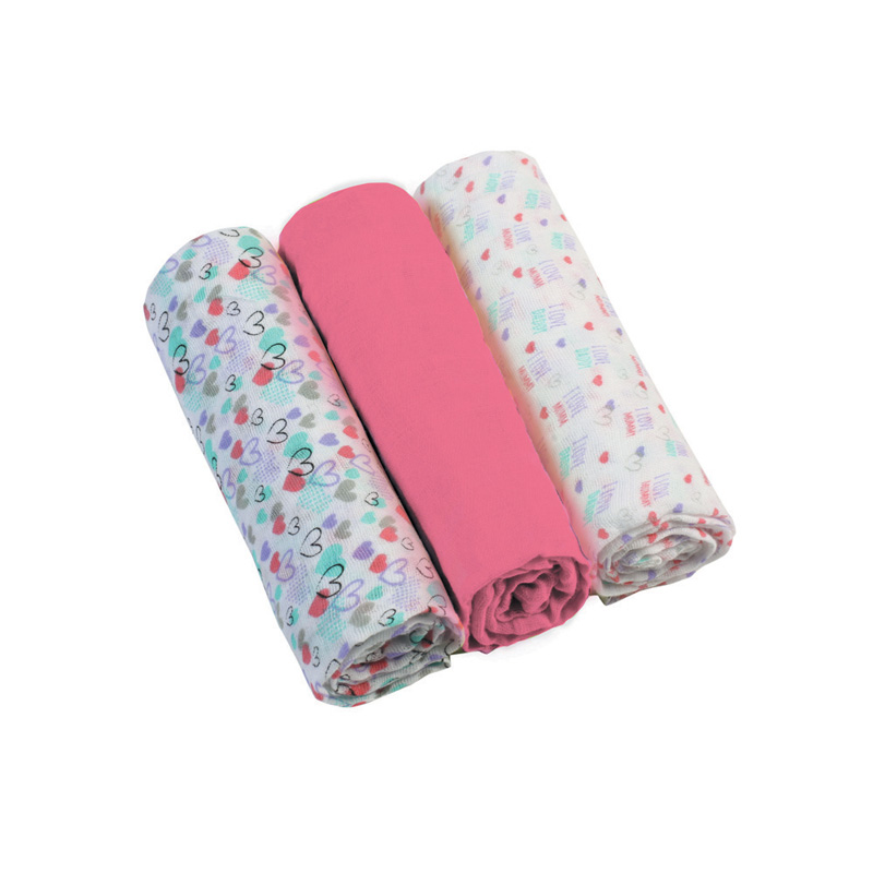BabyOno Tetra pelene Muslin Srca, roza - cover