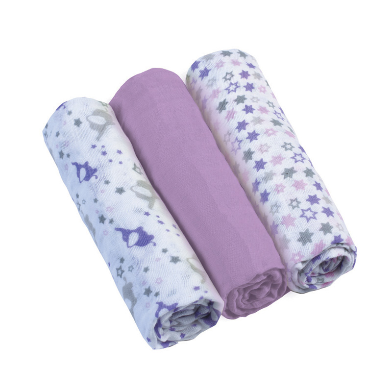 BabyOno Tetra pelene Muslin Slon, ljubičasta - cover