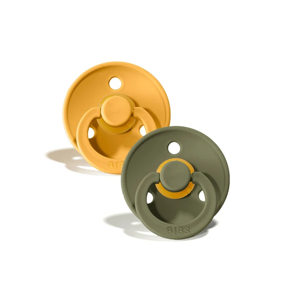 BIBS Colour dude (okrugle) - Honey Bee/Olive  (vel.1) - cover