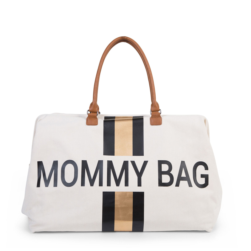 Childhome Torba Mommy bag, Canvas Off White stripes Gold/Black - cover